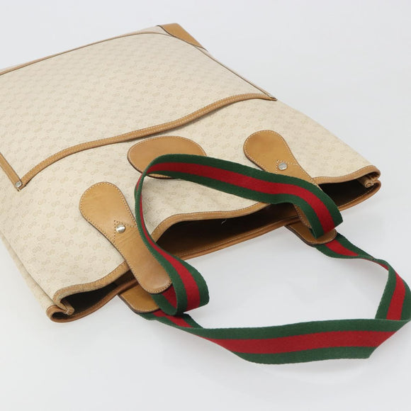 GUCCI GG Supreme Web Sherry Line Tote Bag PVC White Red 002 904 0223 Auth 187740