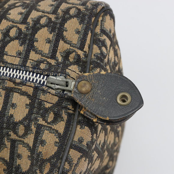 Christian Dior Trotter Canvas Hand Bag Navy Silver Auth 187741