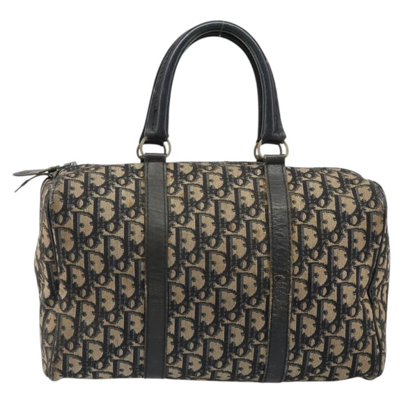 Christian Dior Trotter Canvas Hand Bag Navy Silver Auth 187741