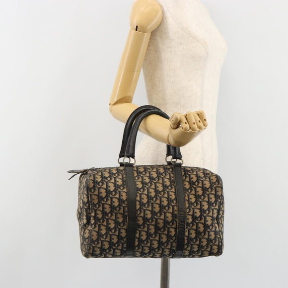 Christian Dior Trotter Canvas Hand Bag Navy Silver Auth 187741