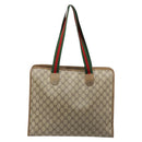 GUCCI GG Supreme Web Sherry Line Tote Bag PVC Beige Red 89 02 997 Auth 187743-2