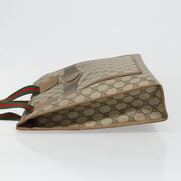 GUCCI GG Supreme Web Sherry Line Tote Bag PVC Beige Red 89 02 997 Auth 187743