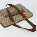 GUCCI GG Supreme Web Sherry Line Tote Bag PVC Beige Red 89 02 997 Auth 187743-6