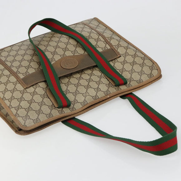 GUCCI GG Supreme Web Sherry Line Tote Bag PVC Beige Red 89 02 997 Auth 187743