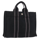 HERMES Fourre Tout PM Hand Bag cotton Black Silver Auth 187747A-1
