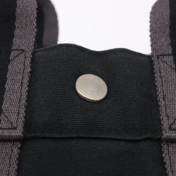 HERMES Fourre Tout PM Hand Bag cotton Black Silver Auth 187747A