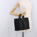 HERMES Fourre Tout PM Hand Bag cotton Black Silver Auth 187747A-21