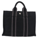 HERMES Fourre Tout PM Hand Bag cotton Black Silver Auth 187747A-3