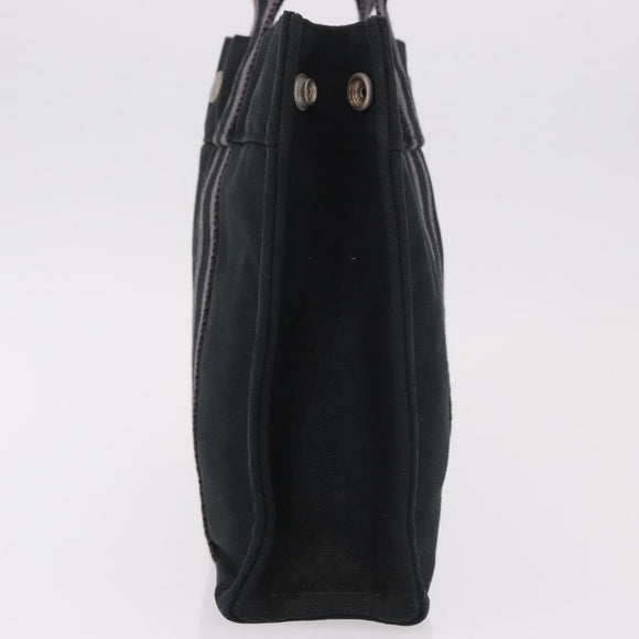 HERMES Fourre Tout PM Hand Bag cotton Black Silver Auth 187747A