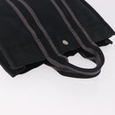 HERMES Fourre Tout PM Hand Bag cotton Black Silver Auth 187747A-6
