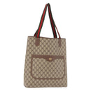 GUCCI GG Supreme Web Sherry Line Tote Bag PVC Beige Red 002 58 6487 Auth 187748-1