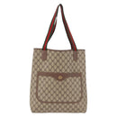 GUCCI GG Supreme Web Sherry Line Tote Bag PVC Beige Red 002 58 6487 Auth 187748-13
