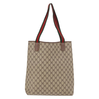 GUCCI GG Supreme Web Sherry Line Tote Bag PVC Beige Red 002 58 6487 Auth 187748 - 0