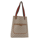 GUCCI GG Supreme Web Sherry Line Tote Bag PVC Beige Red Auth 187749A-1