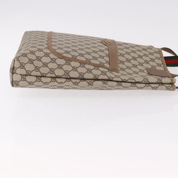 GUCCI GG Supreme Web Sherry Line Tote Bag PVC Beige Red Auth 187749A
