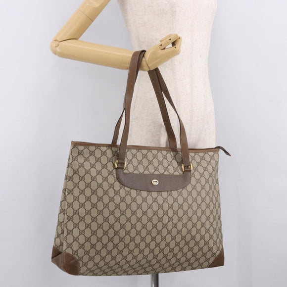 GUCCI GG Supreme Tote Bag PVC Beige Gold 89 02 904 Auth 187750A