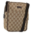 GUCCI GG Canvas Shoulder Bag Beige Silver 122759 Auth 187751-1