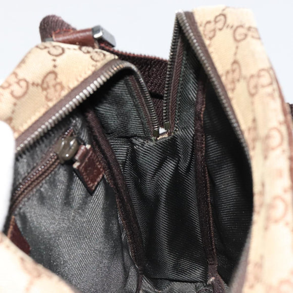GUCCI GG Canvas Shoulder Bag Beige Silver 122759 Auth 187751