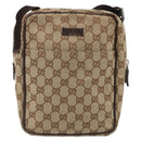GUCCI GG Canvas Shoulder Bag Beige Silver 122759 Auth 187751-2