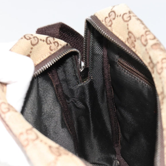 GUCCI GG Canvas Shoulder Bag Beige Silver 122759 Auth 187751