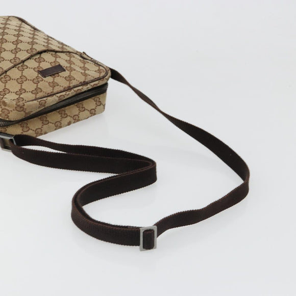 GUCCI GG Canvas Shoulder Bag Beige Silver 122759 Auth 187751