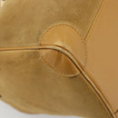 GUCCI Hand Bag Suede Beige Gold 000 0846 Auth 187752-16