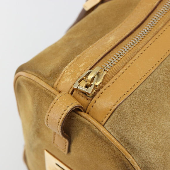 GUCCI Hand Bag Suede Beige Gold 000 0846 Auth 187752