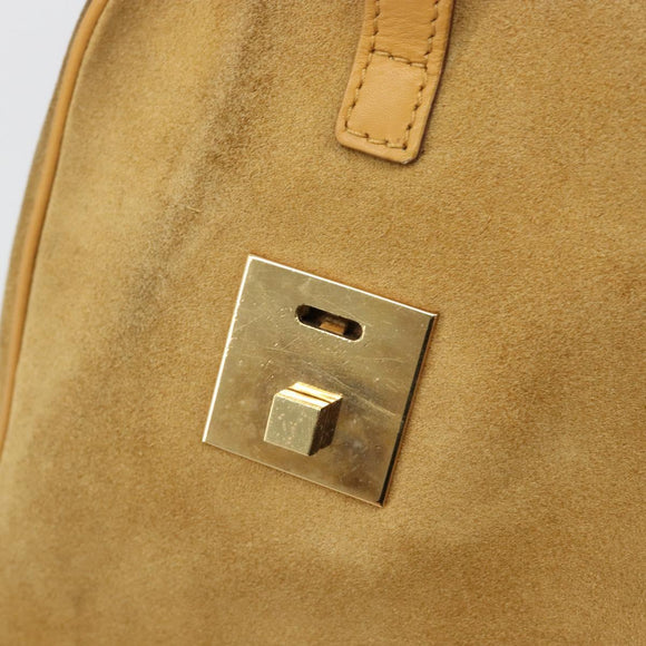 GUCCI Hand Bag Suede Beige Gold 000 0846 Auth 187752
