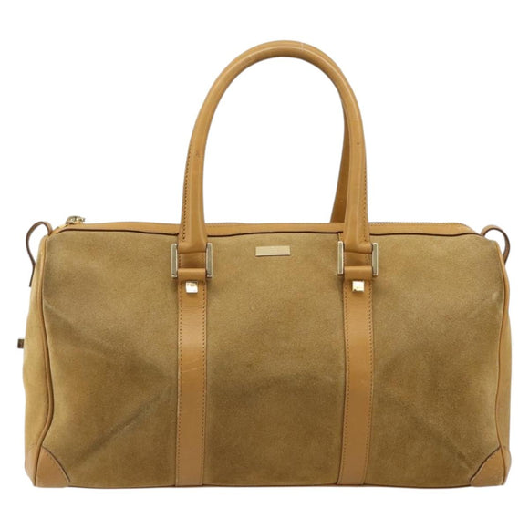 GUCCI Hand Bag Suede Beige Gold 000 0846 Auth 187752