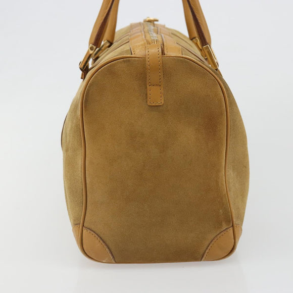 GUCCI Hand Bag Suede Beige Gold 000 0846 Auth 187752