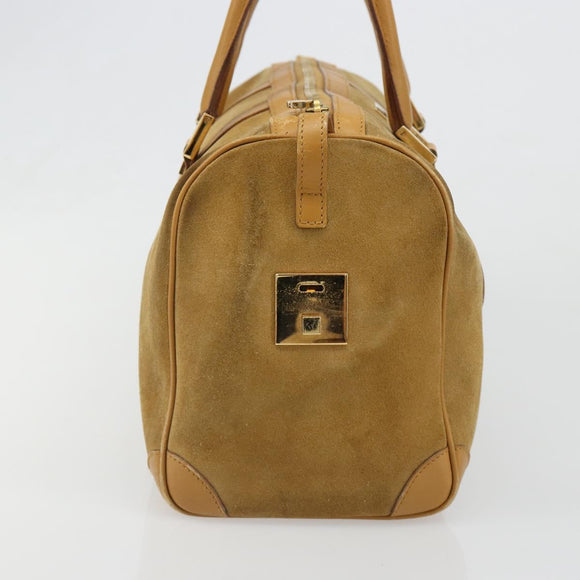 GUCCI Hand Bag Suede Beige Gold 000 0846 Auth 187752