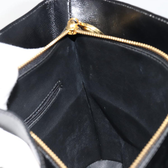 Christian Dior Shoulder Bag Leather Black Gold Auth 187754A