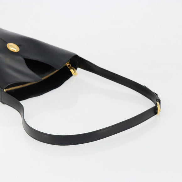 Christian Dior Shoulder Bag Leather Black Gold Auth 187754A