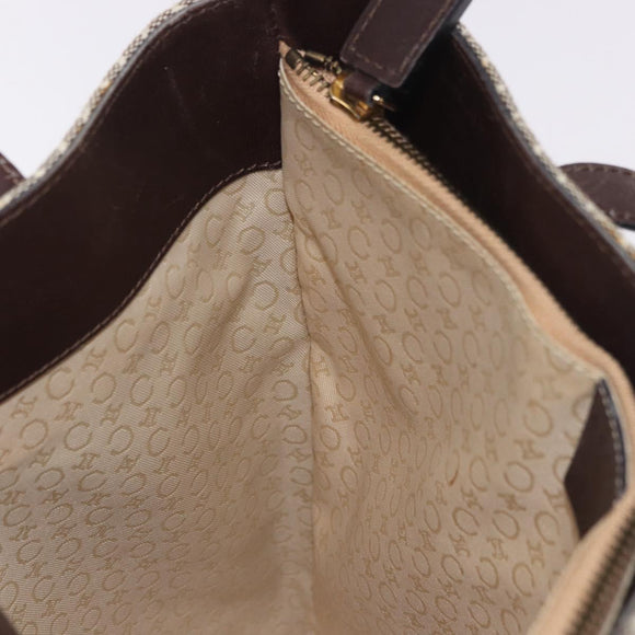 CELINE C Macadam Canvas Tote Bag Beige Gold Auth 187756