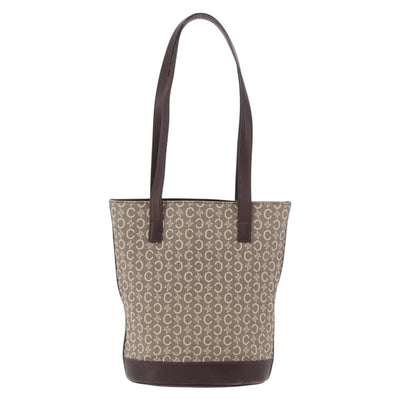 CELINE C Macadam Canvas Tote Bag Beige Gold Auth 187756 - 0
