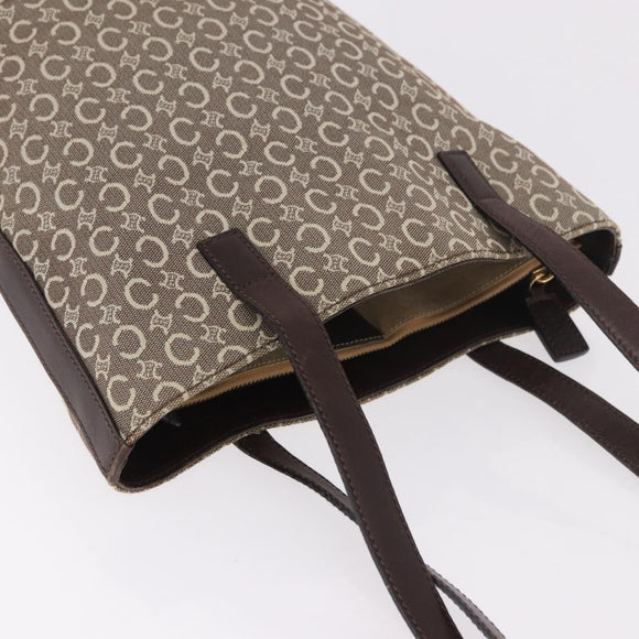 CELINE C Macadam Canvas Tote Bag Beige Gold Auth 187756