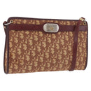 Christian Dior Trotter Canvas Shoulder Bag Red Gold Auth 187757-1