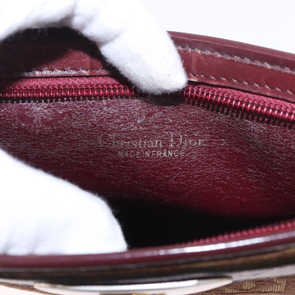 Christian Dior Trotter Canvas Shoulder Bag Red Gold Auth 187757