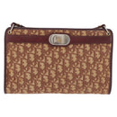 Christian Dior Trotter Canvas Shoulder Bag Red Gold Auth 187757-13