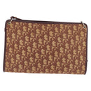 Christian Dior Trotter Canvas Shoulder Bag Red Gold Auth 187757-2