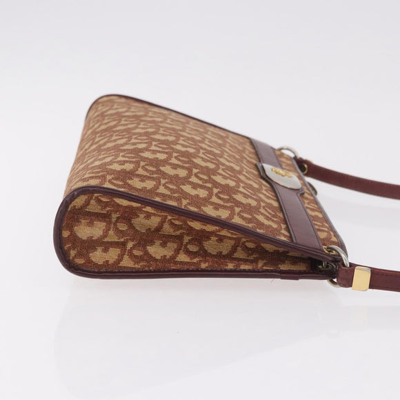 Christian Dior Trotter Canvas Shoulder Bag Red Gold Auth 187757