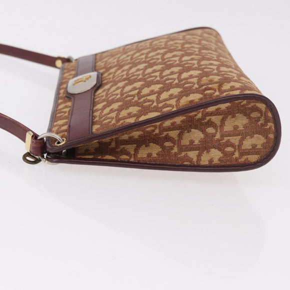 Christian Dior Trotter Canvas Shoulder Bag Red Gold Auth 187757