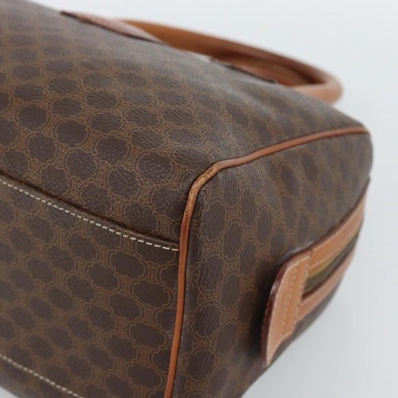 CELINE Macadam Canvas Hand Bag PVC Leather Brown Gold Auth 187766A