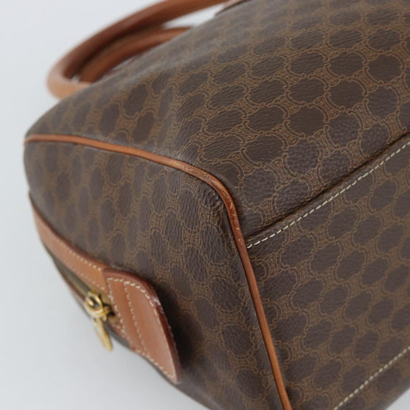 CELINE Macadam Canvas Hand Bag PVC Leather Brown Gold Auth 187766A