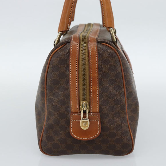 CELINE Macadam Canvas Hand Bag PVC Leather Brown Gold Auth 187766A