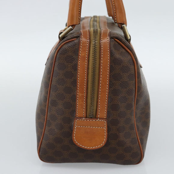 CELINE Macadam Canvas Hand Bag PVC Leather Brown Gold Auth 187766A