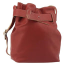 LOEWE Shoulder Bag Leather Red Silver Auth 187768A-1