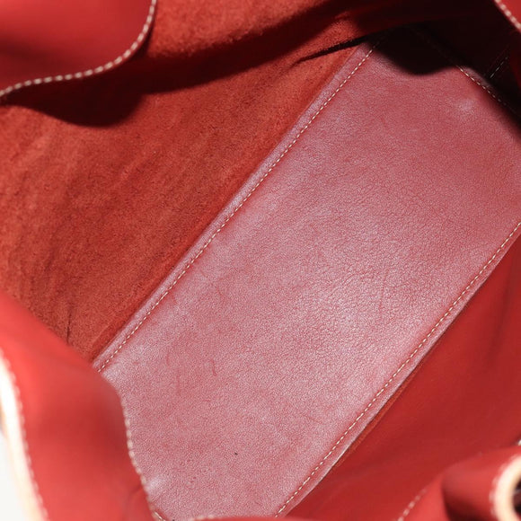 LOEWE Shoulder Bag Leather Red Silver Auth 187768A