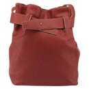 LOEWE Shoulder Bag Leather Red Silver Auth 187768A-13