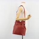 LOEWE Shoulder Bag Leather Red Silver Auth 187768A-23